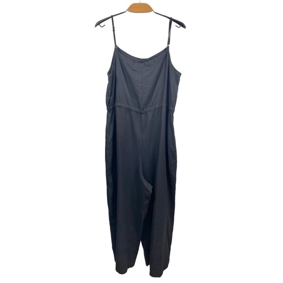 Emma and Michele Black Linen Blend Wide Leg Tie Waist Jumpsuit Size 16 - Picture 3 of 5